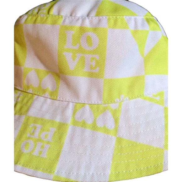 Wonder Nation Bucket Hat "LOVE" Yellow Green/White Checker - Picture 4 of 5
